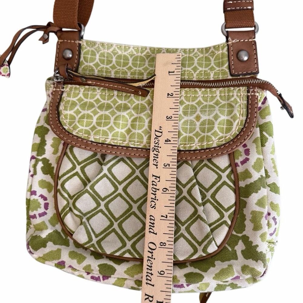 Fossil Y2K Canvas Key-Per Crossbody Bag Green Geometric Adjustable Shoulder EUC - Picture 13 of 15
